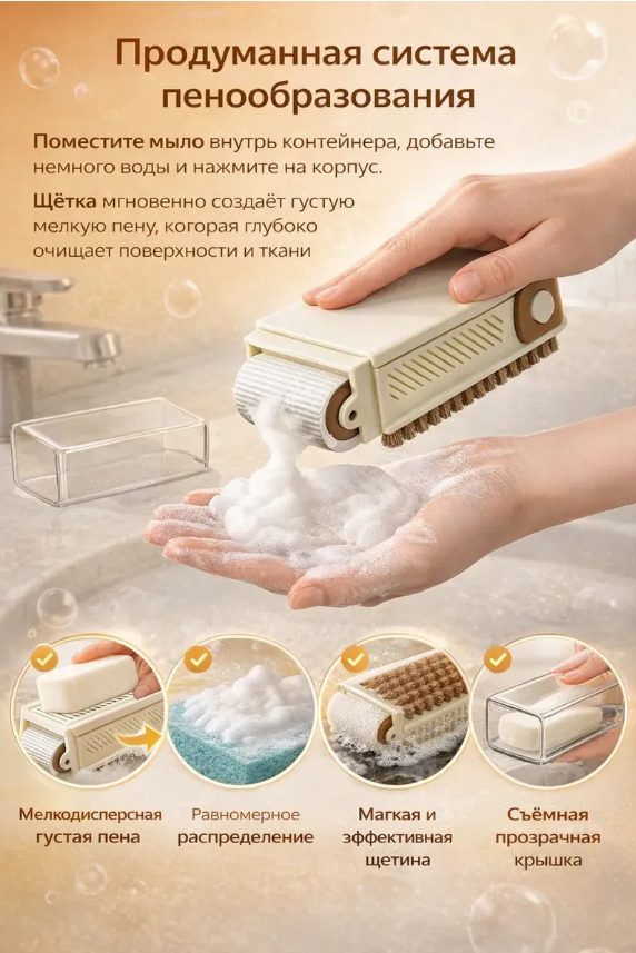 картинка Многофункциональная мыльница дозатор с щеткой от магазина Одежда+