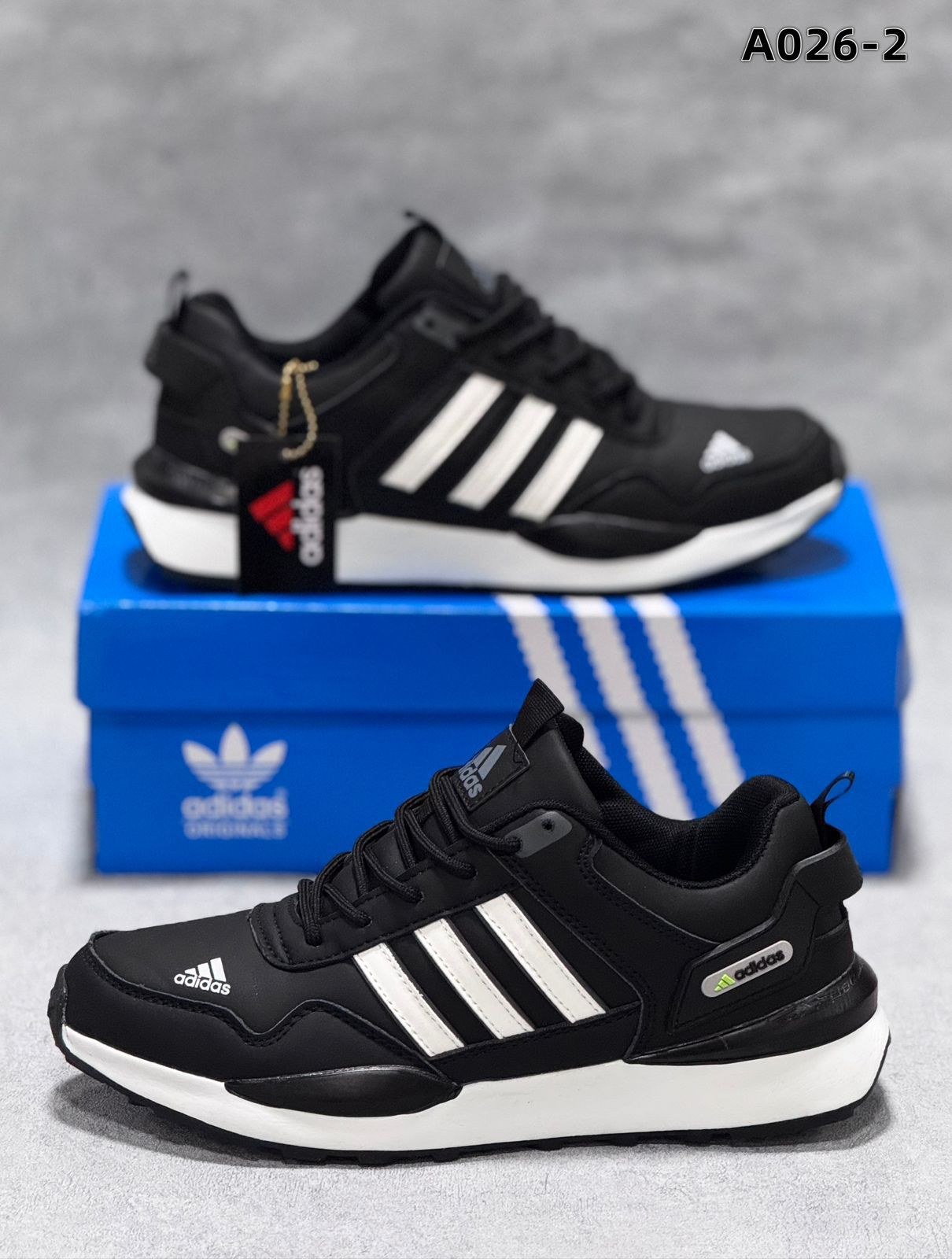 фото мужские черные кроссовки adidas 597417 оптом