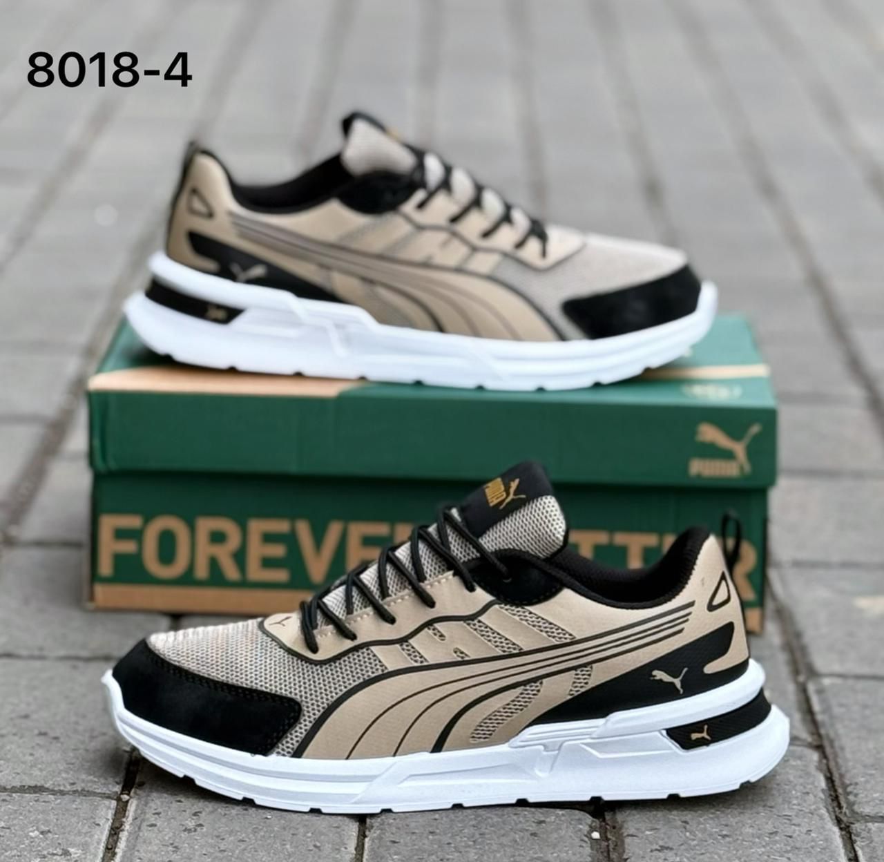 фото мужские кроссовки puma бежевые с черным 316407 оптом