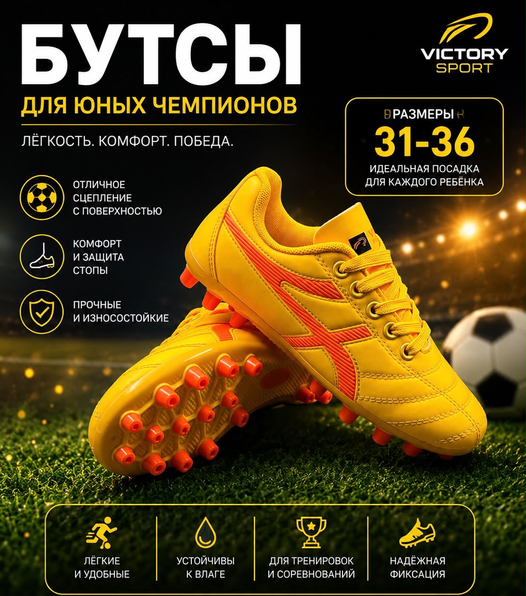 фото детские футбольные бутсы victory sport 371611 оптом