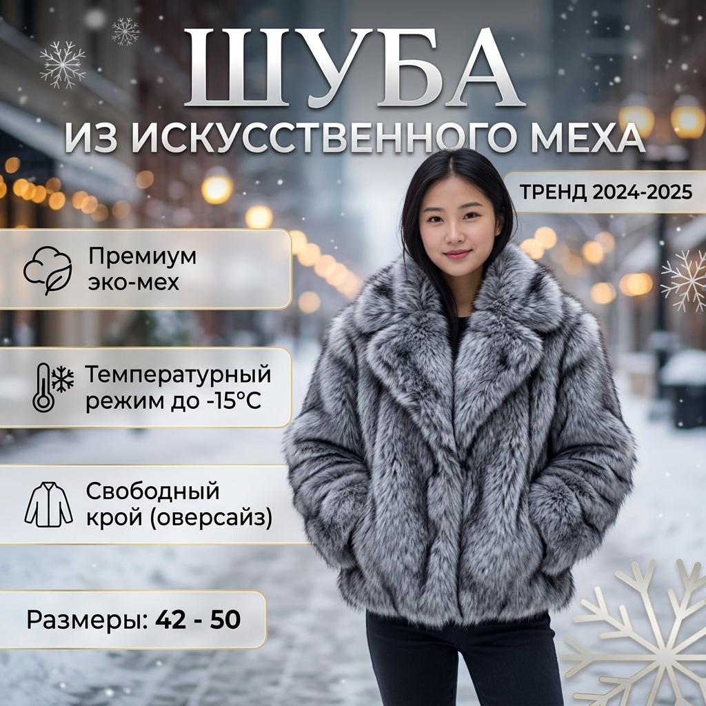 картинка Трендовая экошуба‑оверсайз в серебристо‑сером оттенке: тренд 2026–2027 от магазина Одежда+