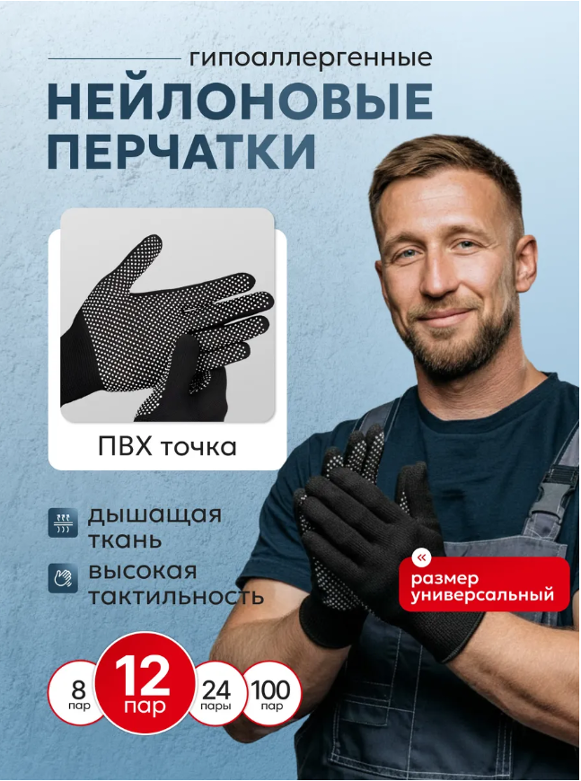 картинка Перчатки нейлоновые микро точка ПВХ от магазина Одежда+