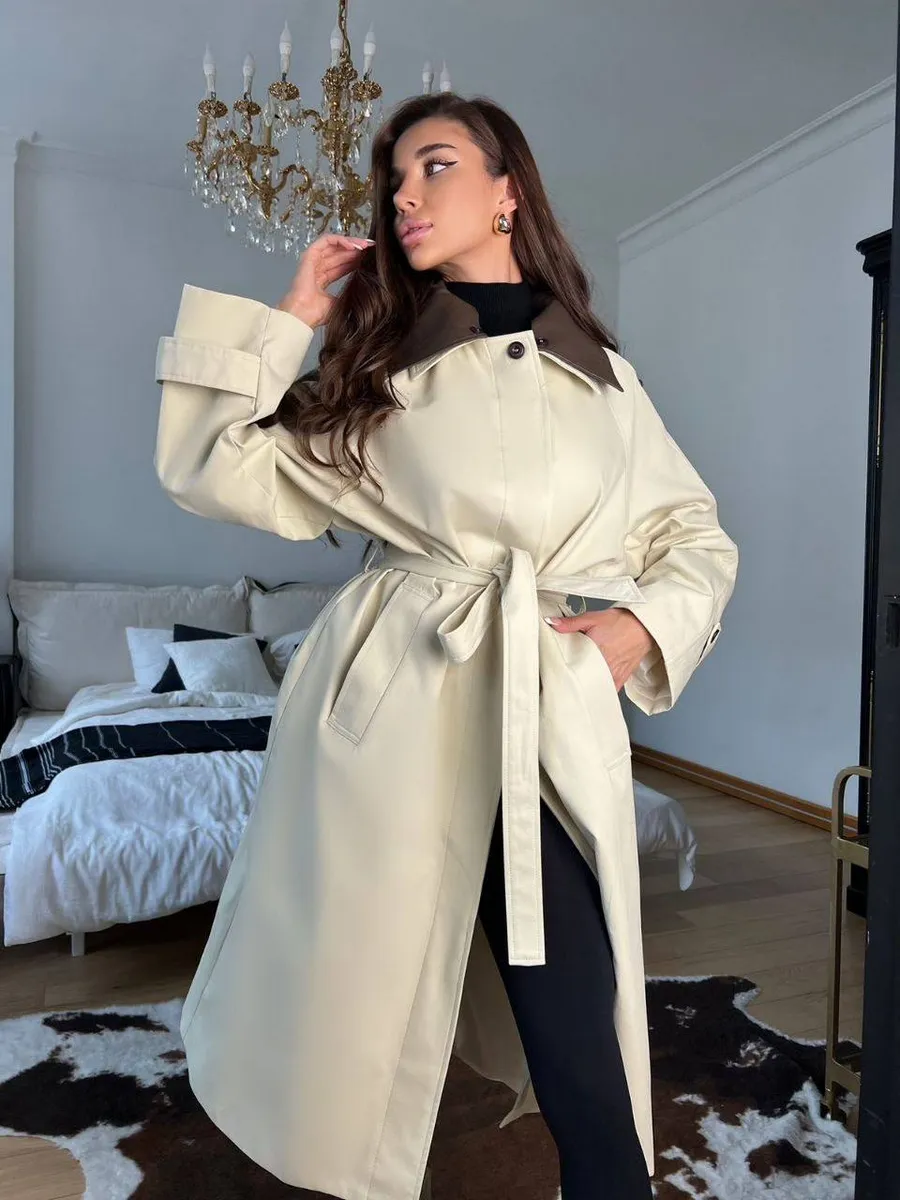 картинка Тренч пальто длинный плащ от магазина Одежда+