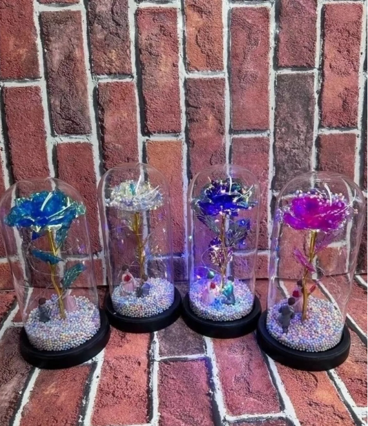 картинка Искусственные цветы "Роза в стеклянном куполе"   13,5*24,5см от магазина Одежда+