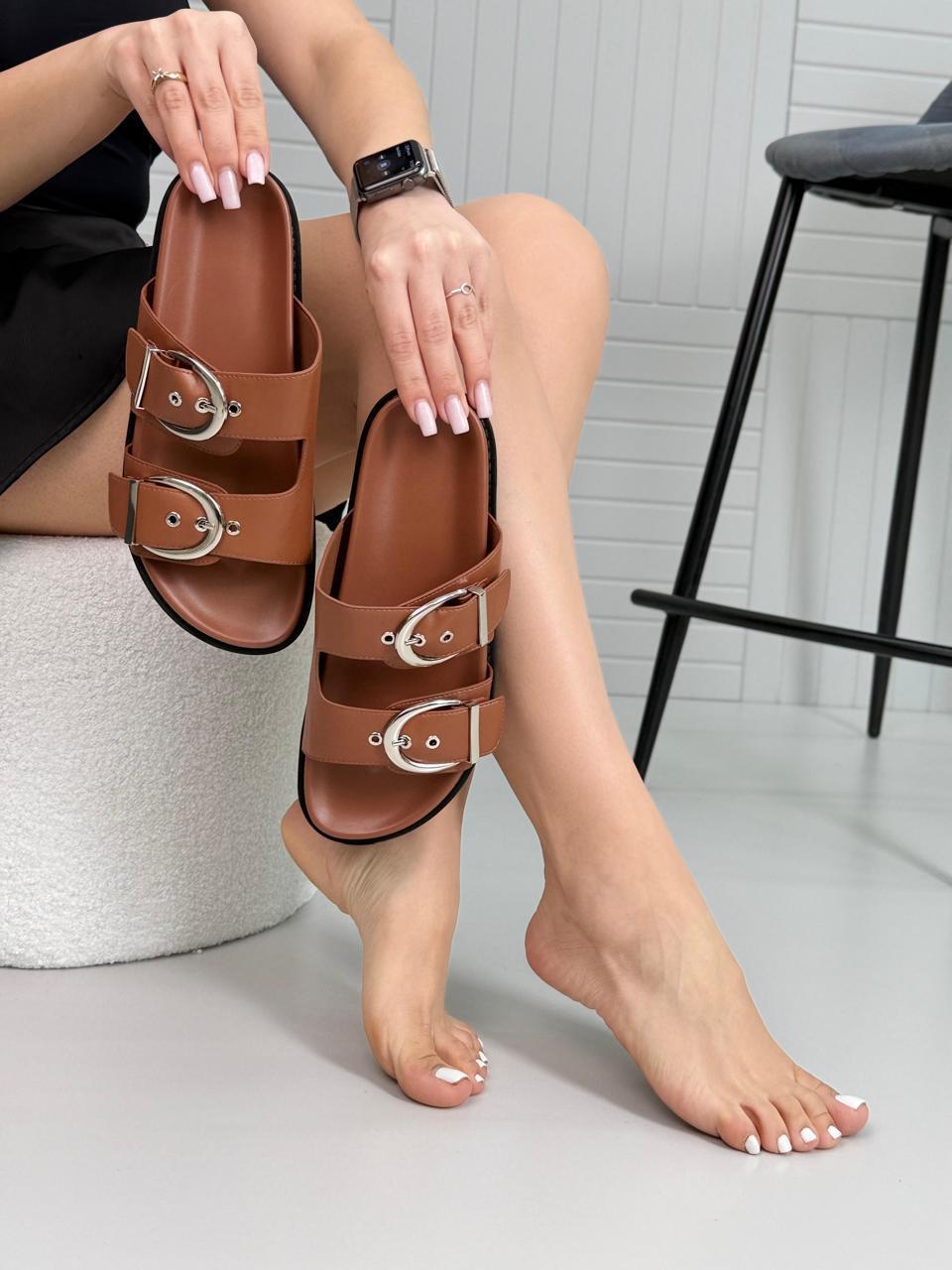 фото женские летние сандалии с двумя кольцами 429286 оптом