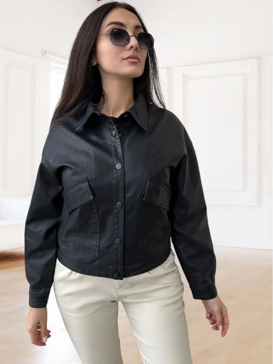 картинка Куртка кожаная косуха оверсайз от магазина Одежда+