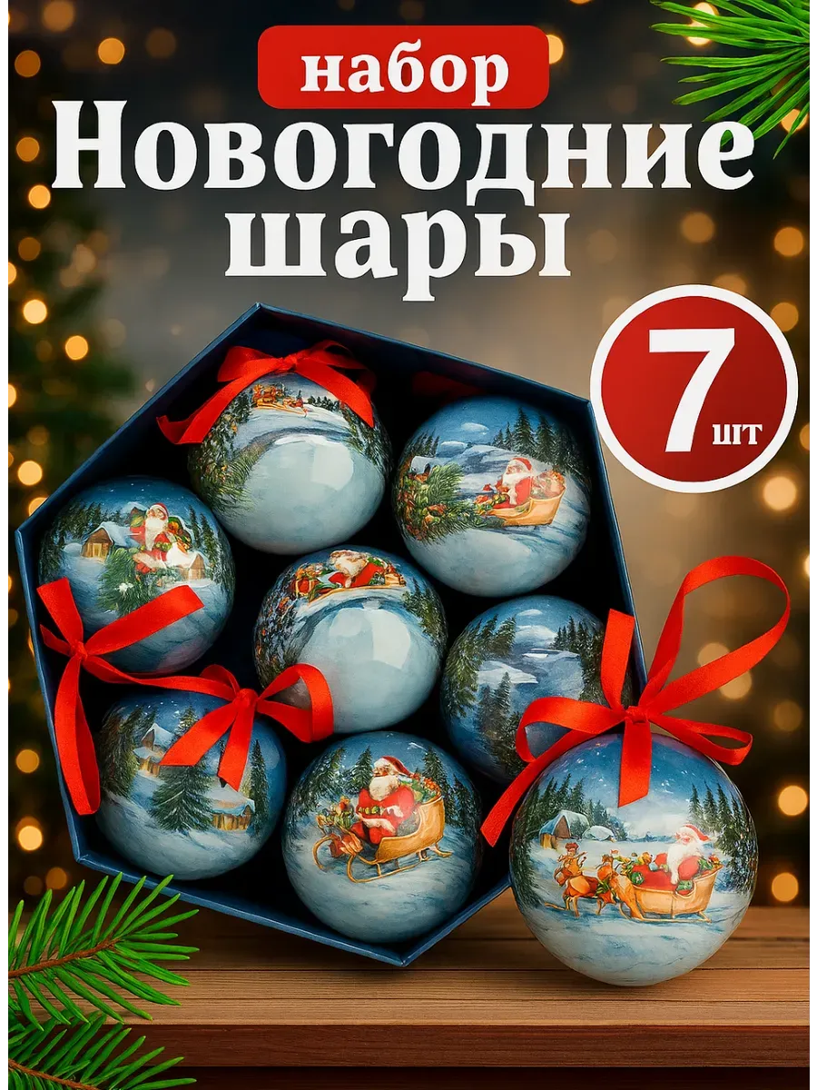 картинка Елочные игрушки 7 шт от магазина Одежда+