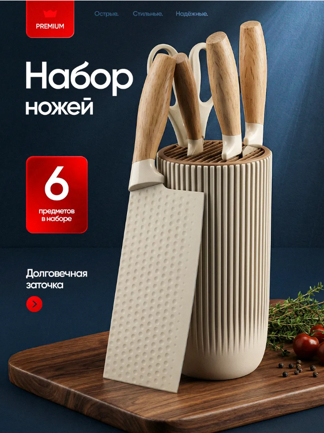 картинка BEST TREND Кухонный набор ножей в подарочной коробке от магазина Одежда+