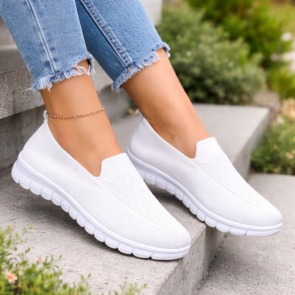 фото женские белые кроссовки 800183 оптом