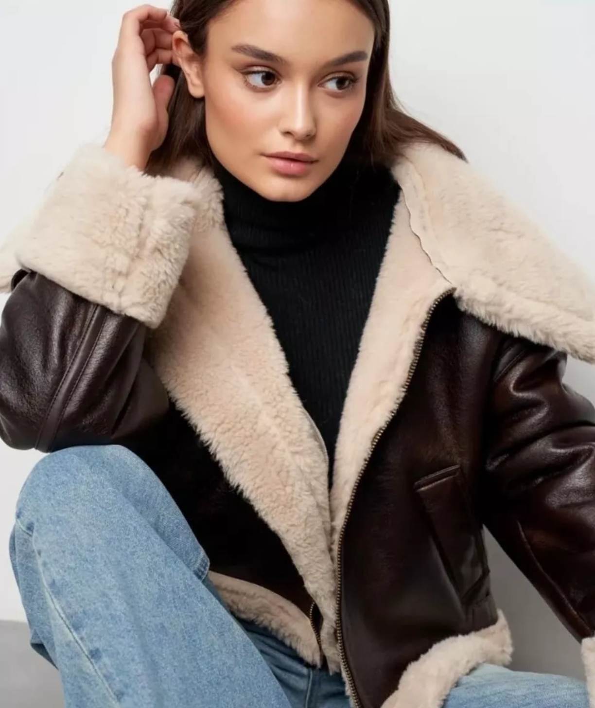 картинка Дубленка авиатор оверсайз короткая осень-зима от магазина Одежда+