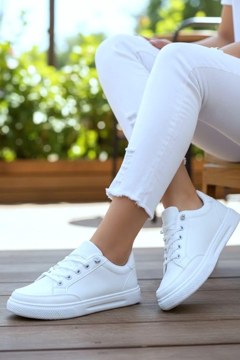 фото женские белые sneakers 230109 оптом
