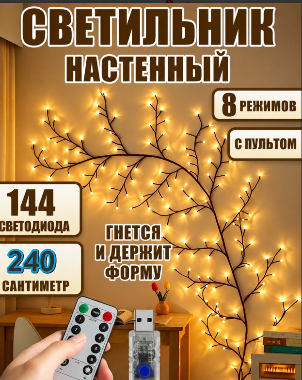 картинка Гирлянда светодиодная на стену интерьерная 240 см от магазина Одежда+