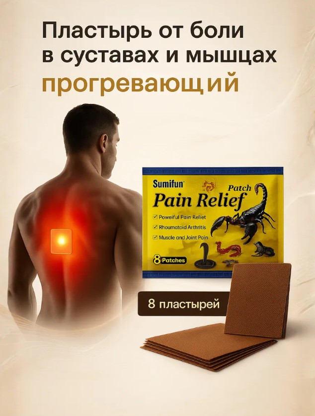 картинка Прогревающий пластырь от боли в мышцах суставах спине от магазина Одежда+