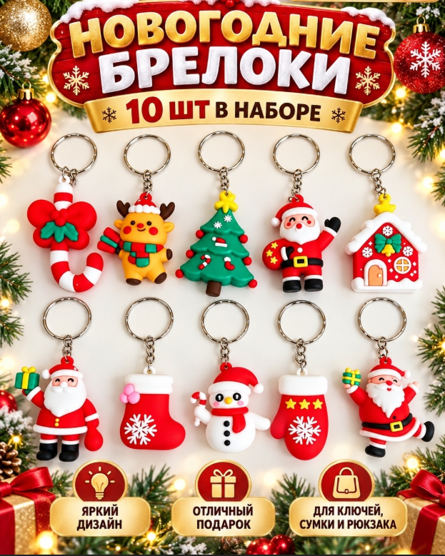 картинка Брелок новогодний с фигурками от магазина Одежда+