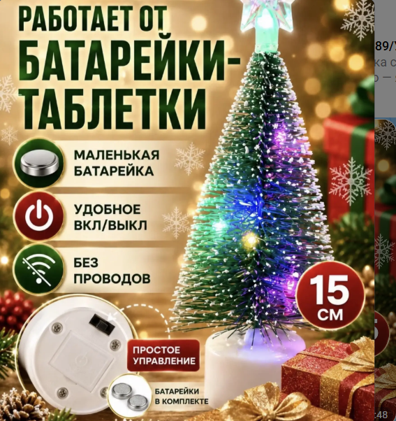 картинка Светящаяся новогодняя ёлочка со звездой 15см от магазина Одежда+