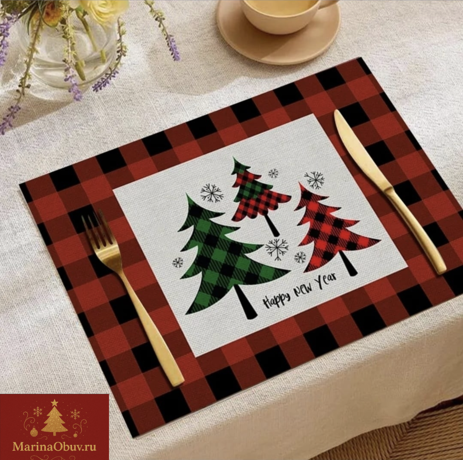 картинка Новогодний коврик на стол «Праздничное настроение»  30х45 см Ассорти от магазина Одежда+