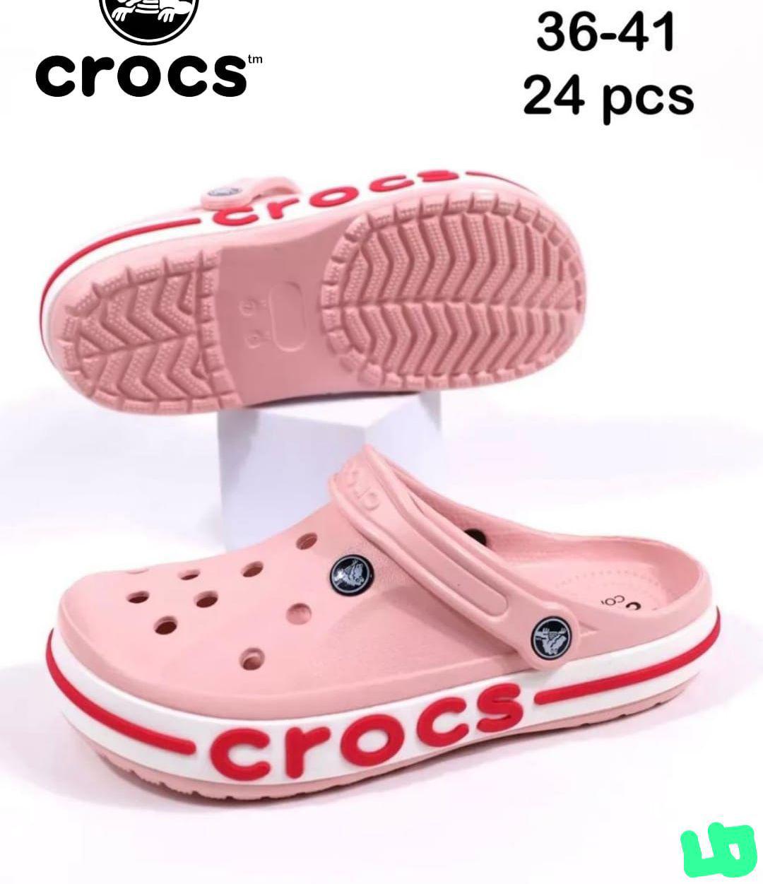 фото женские летние розовые crocs 419782 оптом