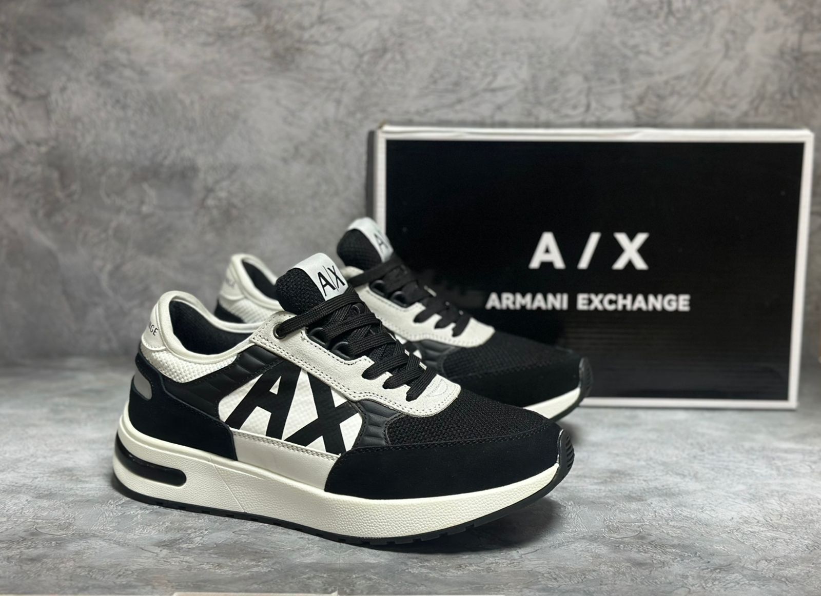 фото мужские черные кроссовки armani exchange 944202 оптом