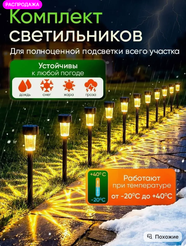 картинка Светильник уличный на солнечных батареях от магазина Одежда+
