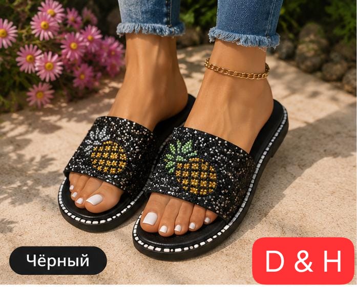 фото женские летние шлепки с декоративным верхом 715644 оптом