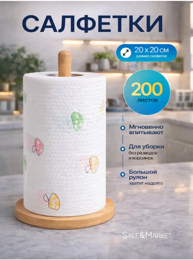 картинка Многоразовые салфетки безворсовые в рулоне 200шт от магазина Одежда+