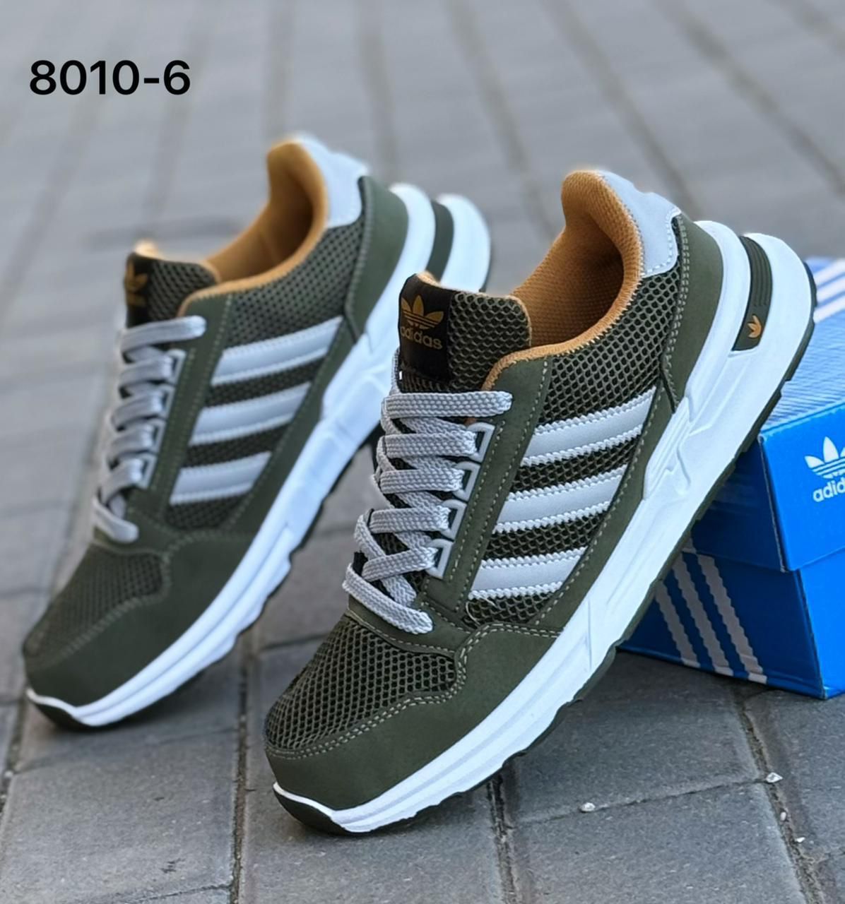 фото мужские кроссовки adidas оливкового цвета 889545 оптом