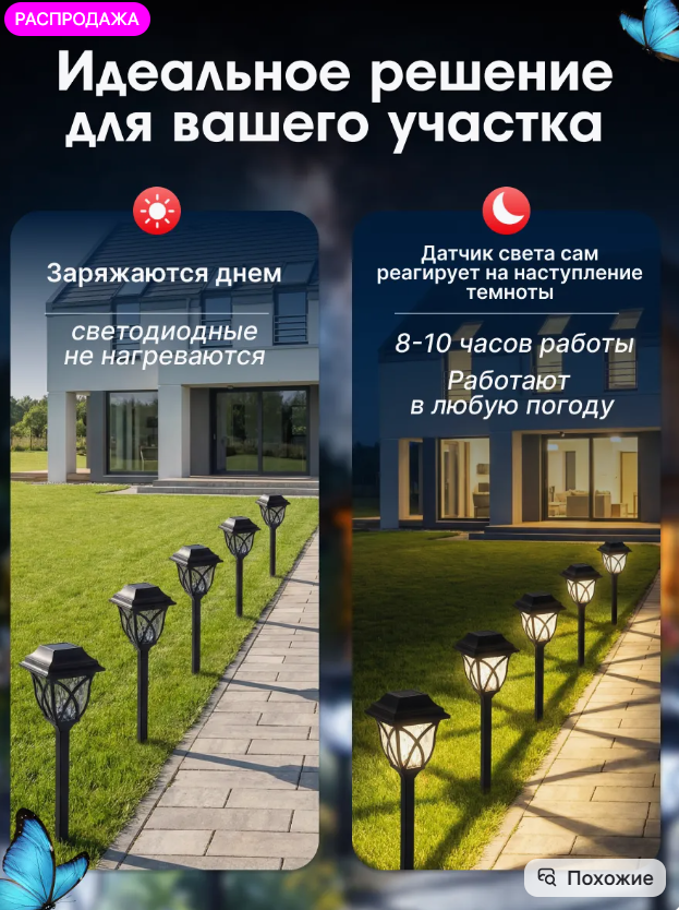 картинка Светильник уличный на солнечных батареях от магазина Одежда+