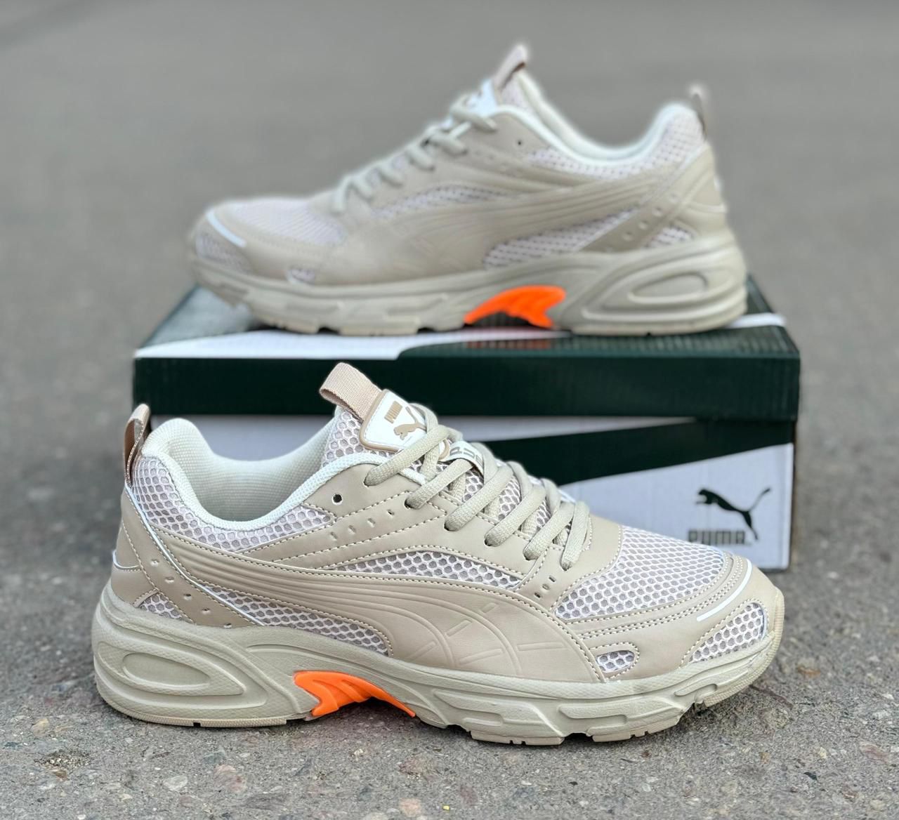фото Мужские кроссовки Puma бежевые 294439 оптом с доставкой