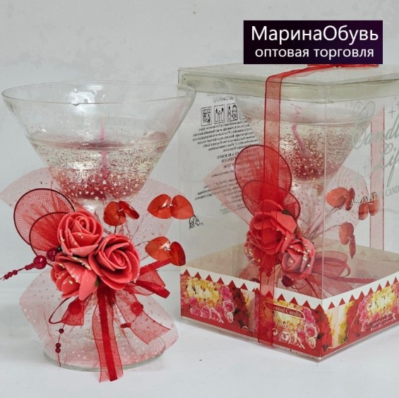 картинка Набор свечей в стеклянном подстаканнике с декором от магазина Одежда+