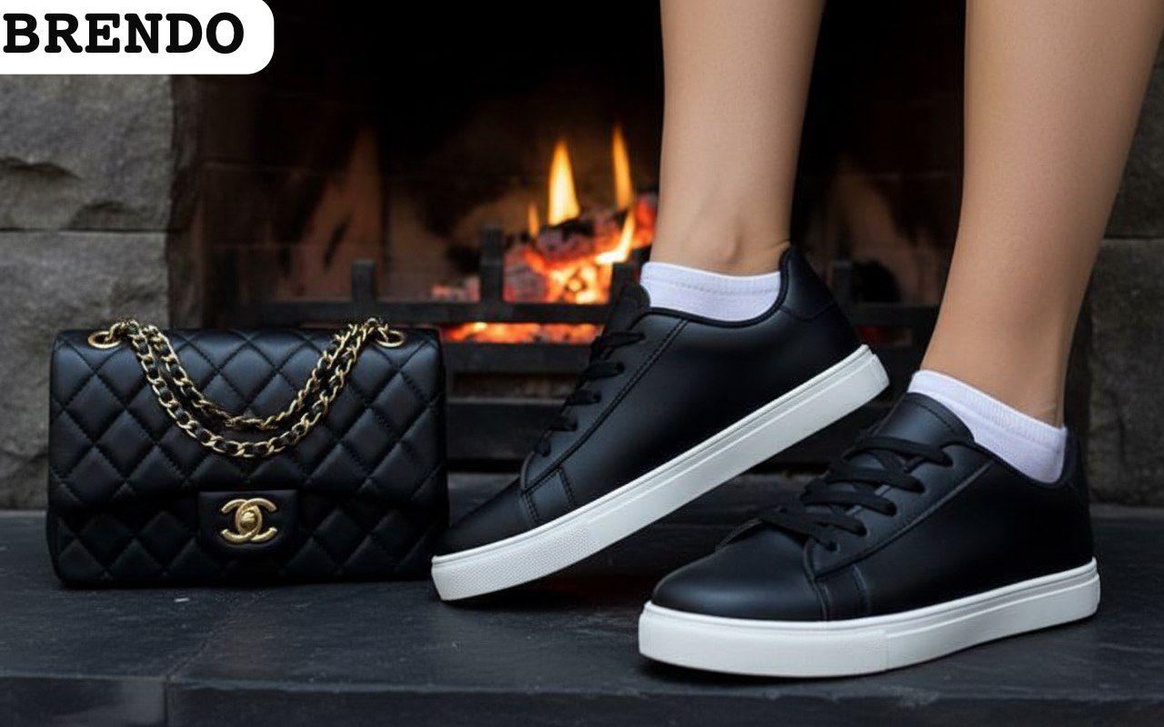 фото женские черные sneakers 393319 оптом