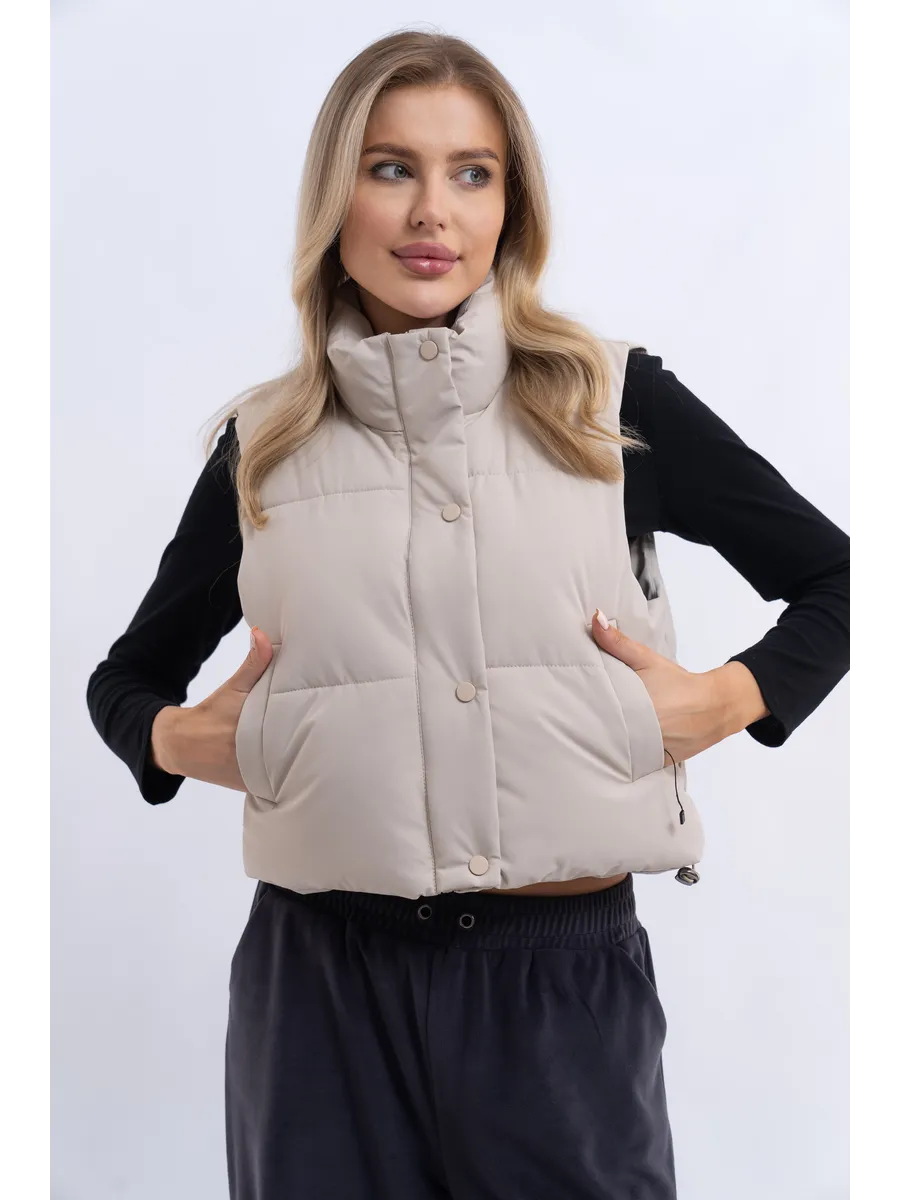 картинка Жилетка молочная демисезонная утепленная оверсайз от магазина Одежда+