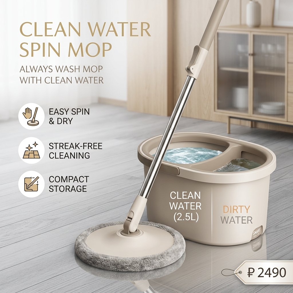 картинка Clean Water Spin Mop — швабра с ведром для мытья полов от магазина Одежда+