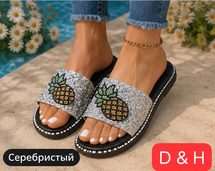 фото женские летние шлепки с декоративным верхом 715644 оптом