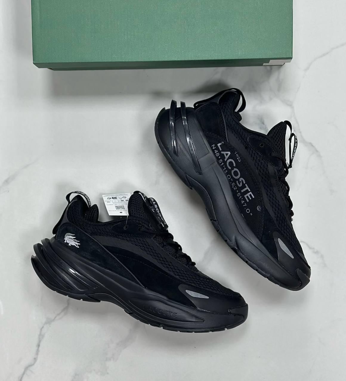 фото мужские черные кроссовки lacoste 851992 оптом