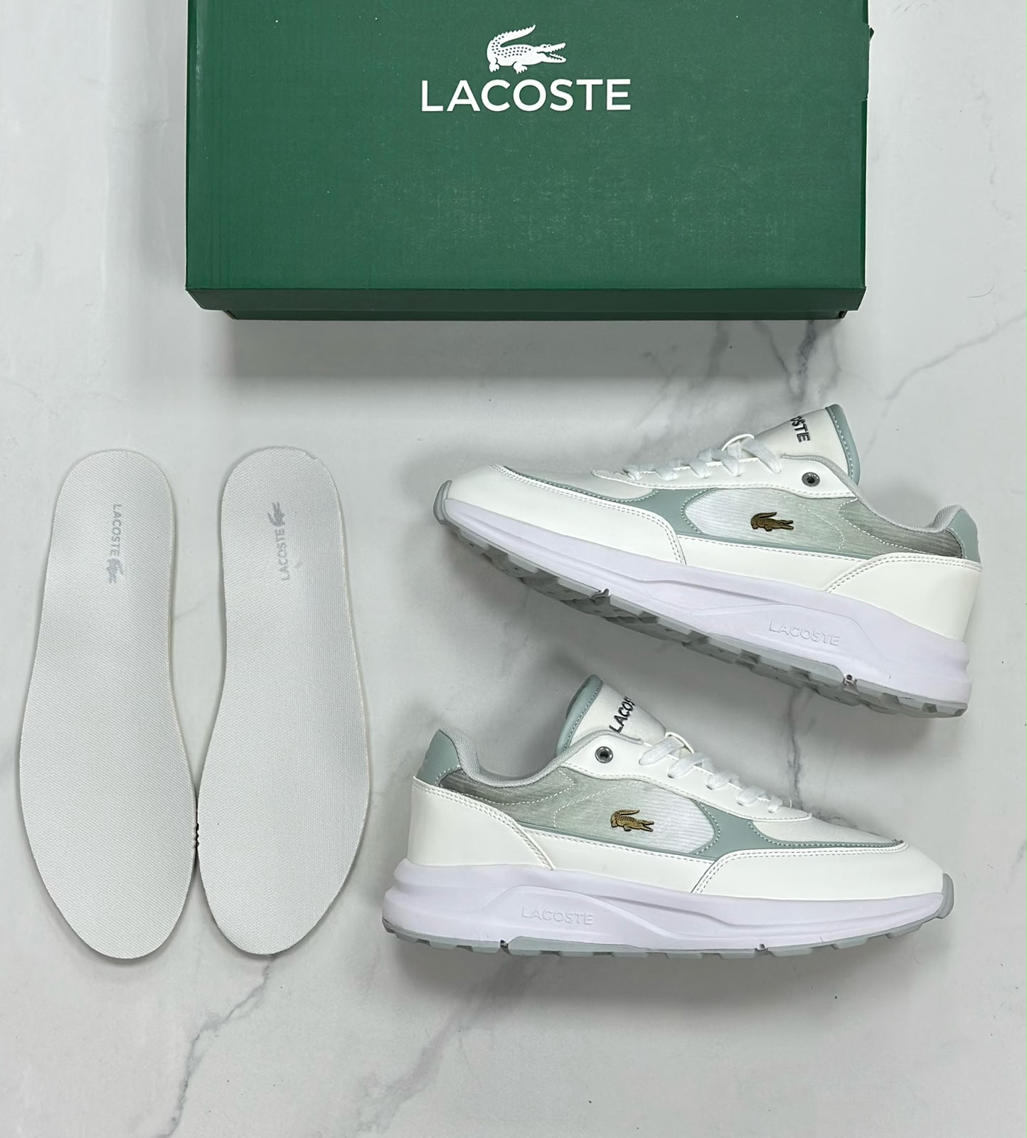фото Мужские белые кроссовки Lacoste 900941 оптом с доставкой