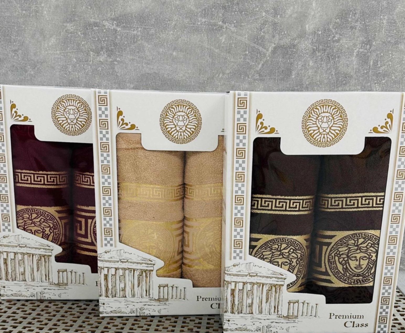 картинка Набор полотенец Versace Premium Class: банное 70×135 см + лицевое 50×80 см, махровый хлопок от магазина Одежда+